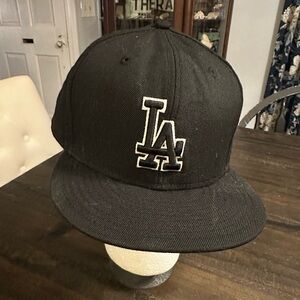 New Era Black LA Dodgers Fitted Baseball Cap
